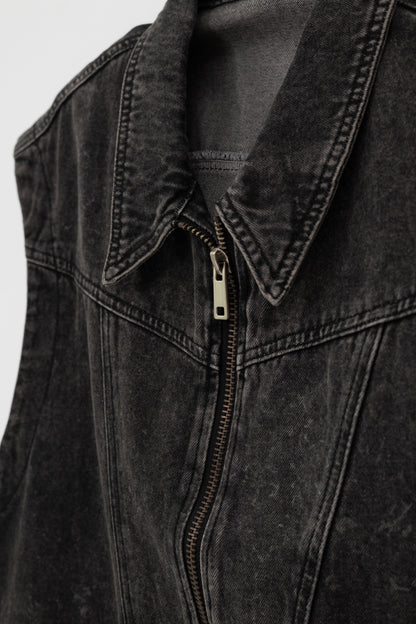 Washed Denim Vest .