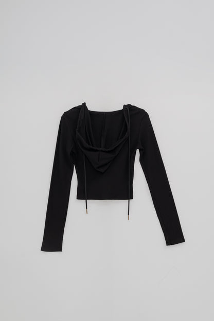 Hooded Long Sleeve Top .