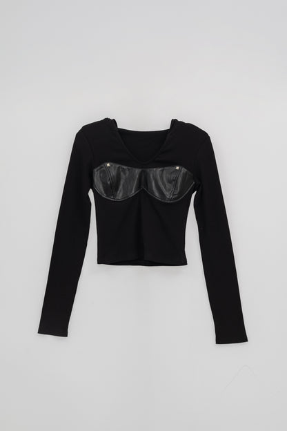 Hooded Long Sleeve Top .