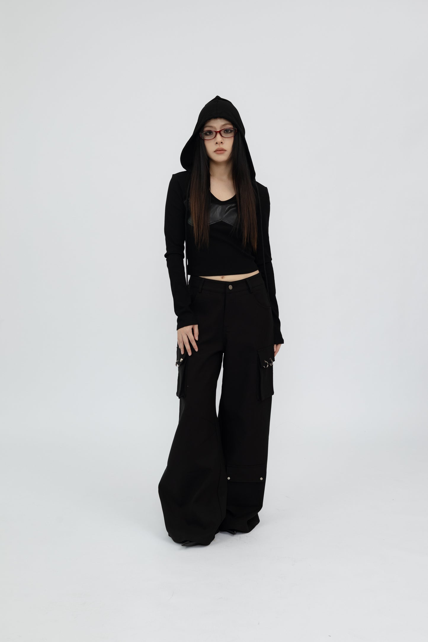 Hooded Long Sleeve Top .