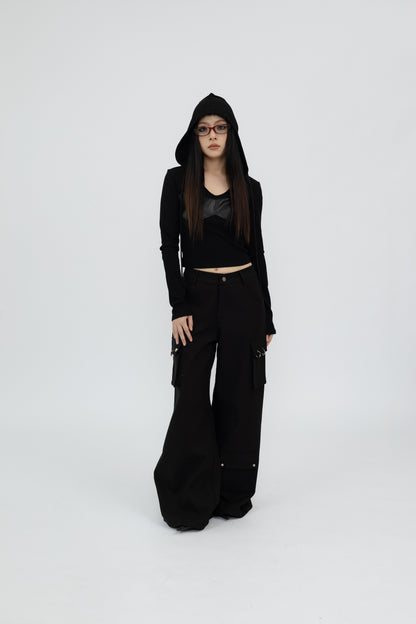 Hooded Long Sleeve Top .