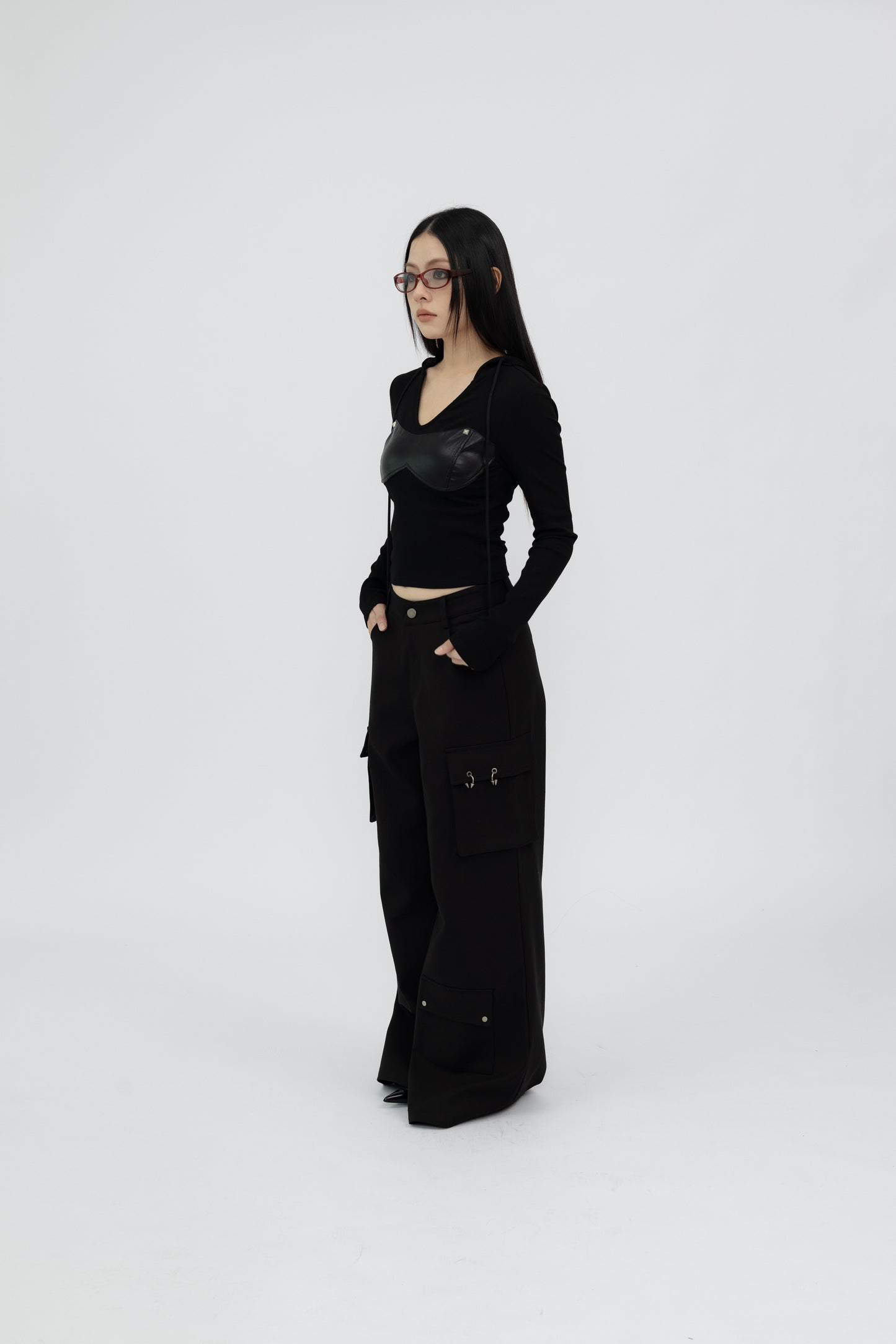 Hooded Long Sleeve Top .