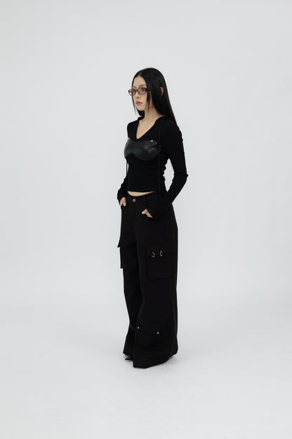 Hooded Long Sleeve Top .
