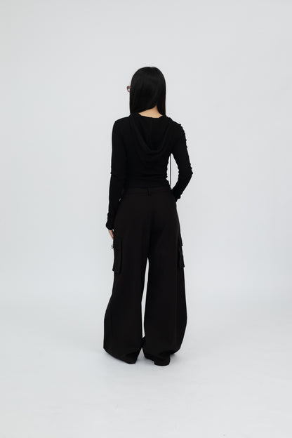 Hooded Long Sleeve Top .
