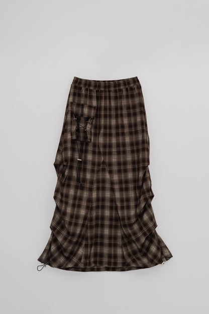 Plaid Skirt with Drawstring .