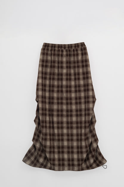 Plaid Skirt with Drawstring .