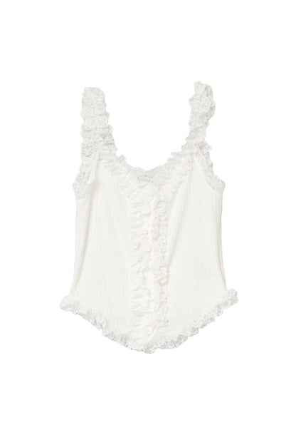 Ruffles Cami Top - WHITE .