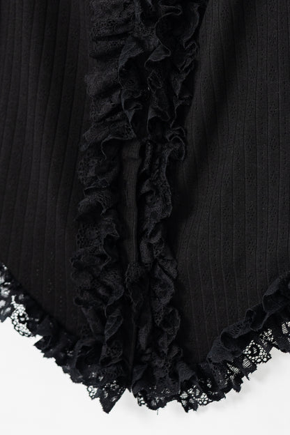 Ruffles Cami Top - BLACK .