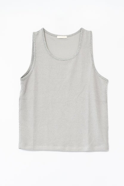 Knitted Sleeveless Tank Top - GREY .