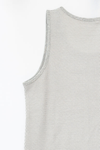 Knitted Sleeveless Tank Top - GREY .