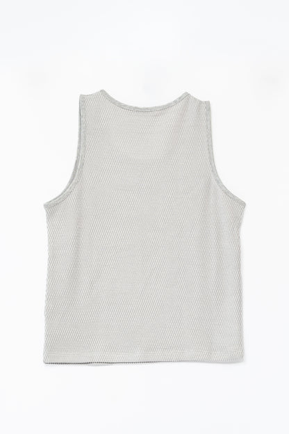 Knitted Sleeveless Tank Top - GREY .