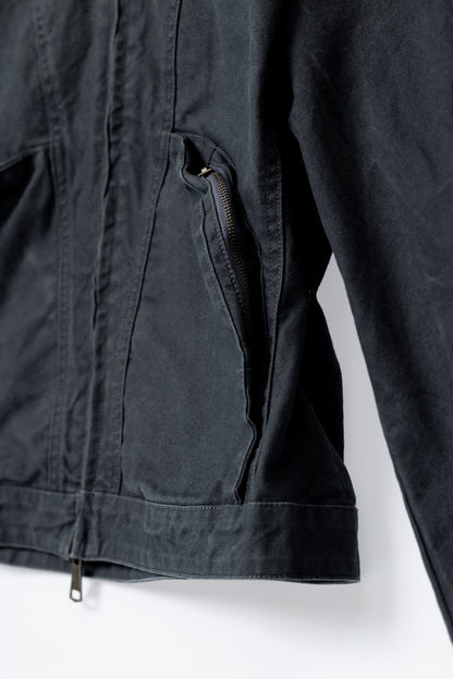 Washed Boxy Fit Jacket with Pouch - GREY .