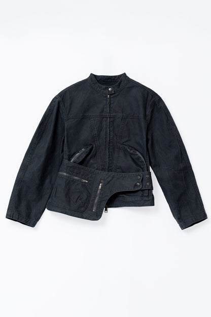 Washed Boxy Fit Jacket with Pouch - GREY .