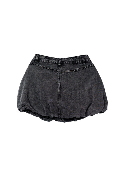 Bubble Hem Jean Skirt .