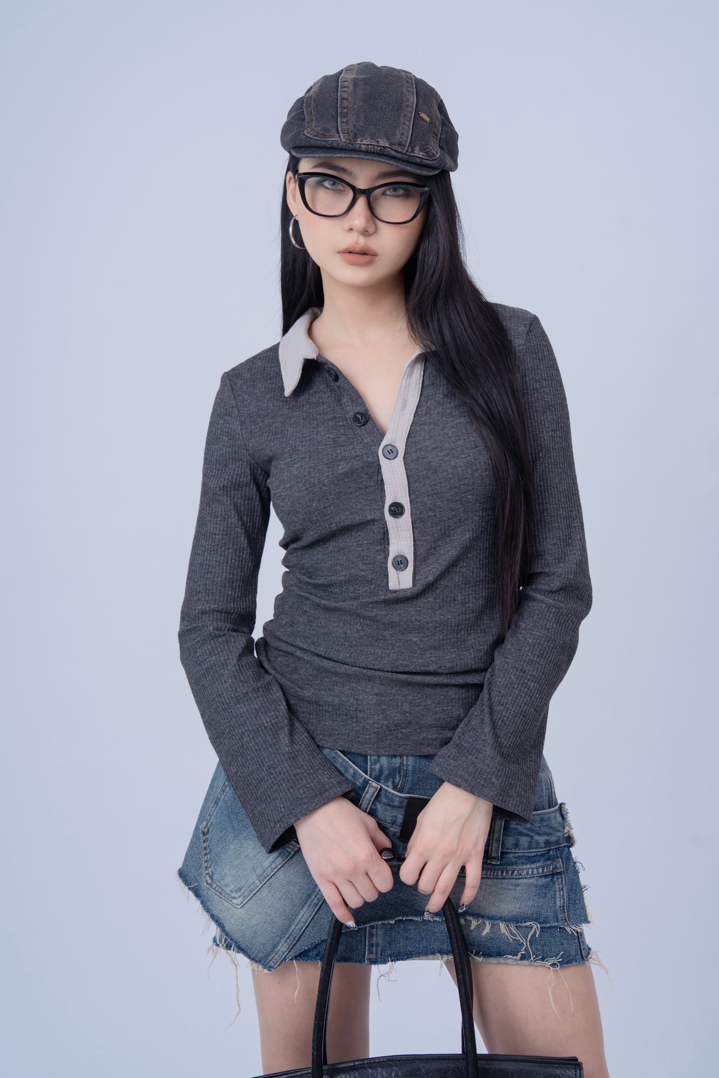 V Neck Knit Top .