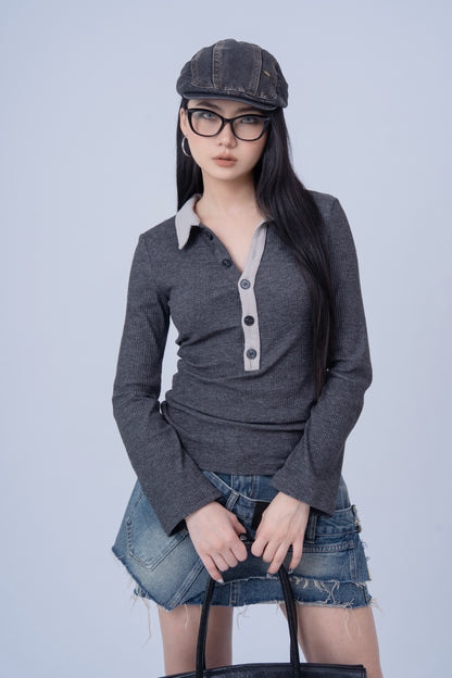 V Neck Knit Top .