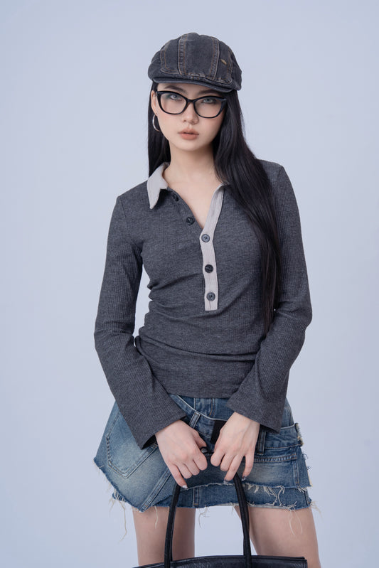 V Neck Knit Top .