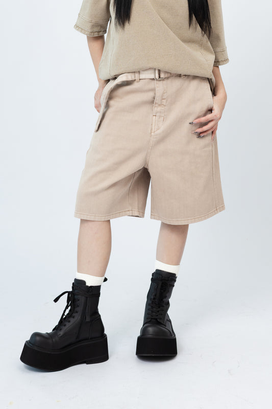 Vintage Washed 7 Pointed Pants with Belt .