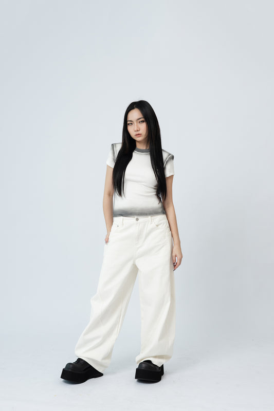 Spray Painted Top - WHITE .
