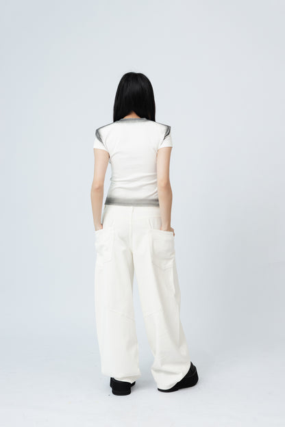 Spray Painted Top - WHITE .