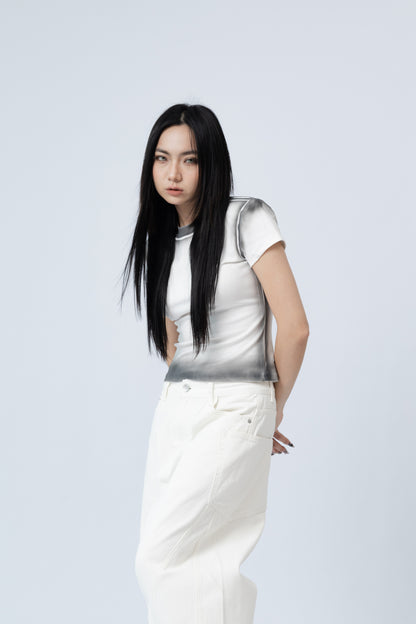 Spray Painted Top - WHITE .