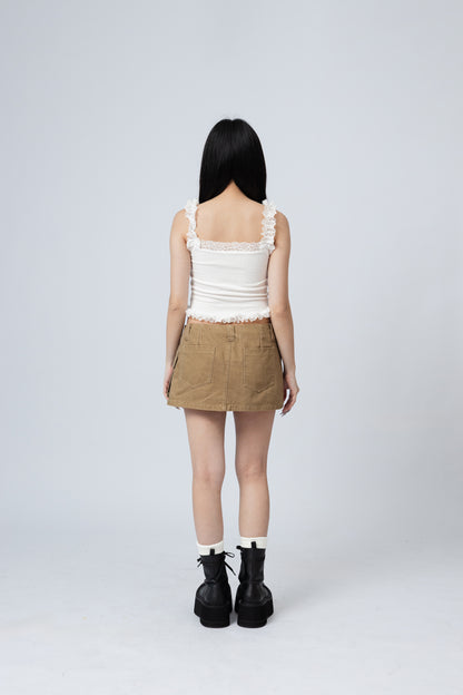 Ruffles Cami Top - WHITE .