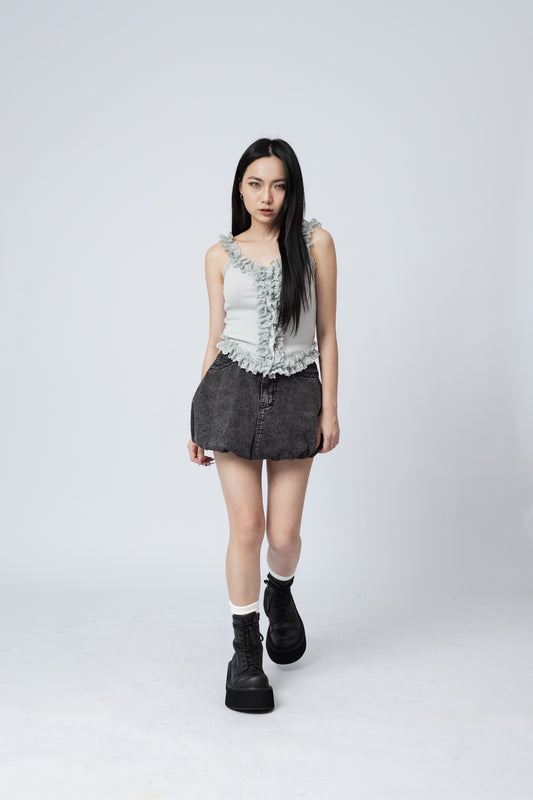 Ruffles Cami Top - GREY .