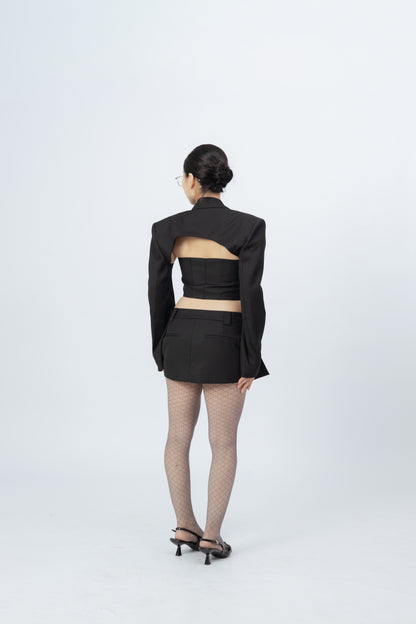 Tailored Cropped Suit Jacket .