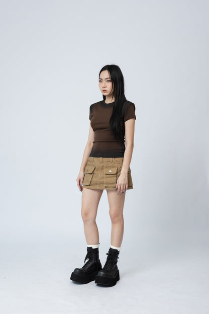 Spray Painted Top - BROWN .