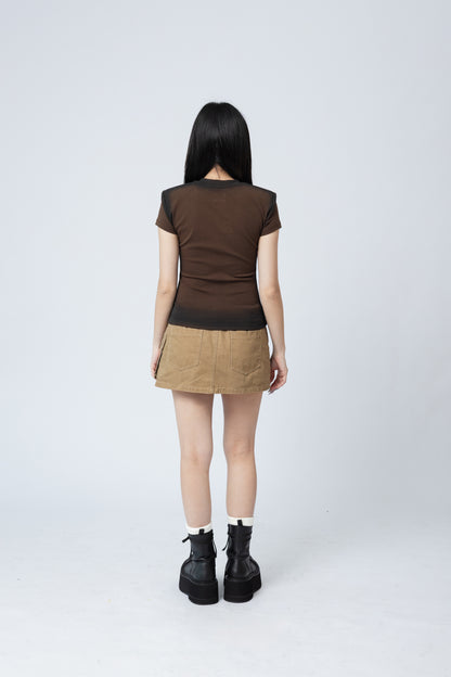 Spray Painted Top - BROWN .