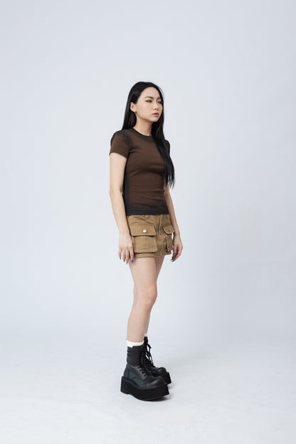 Spray Painted Top - BROWN .
