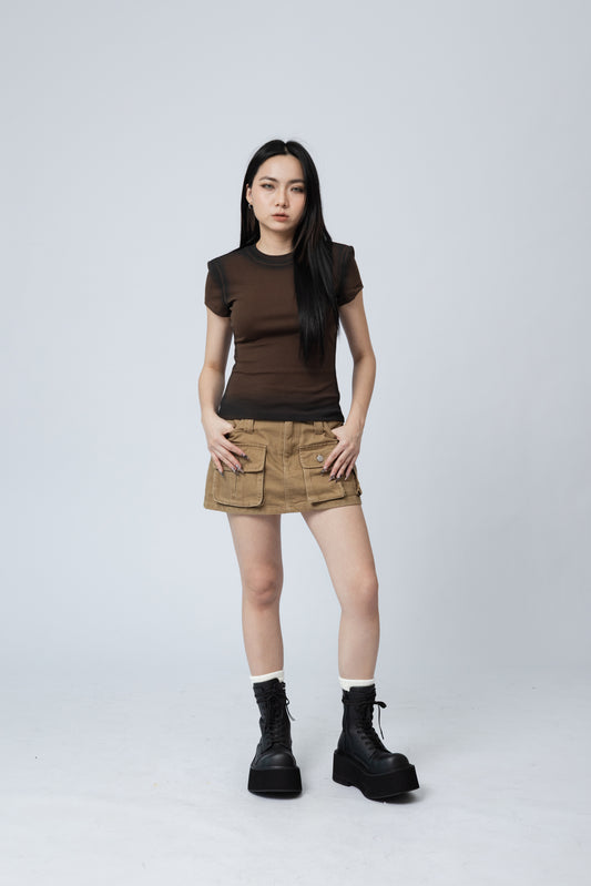 Spray Painted Top - BROWN .