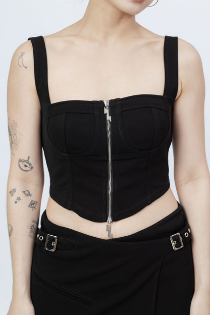 Zip Up Crop Tank Top .