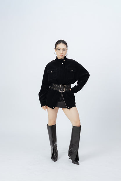 Velvet Relaxed Fit Jacket .