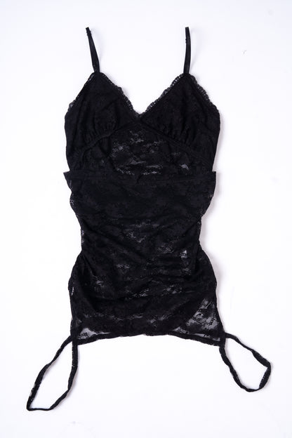 Mesh Lace Top - BLACK .