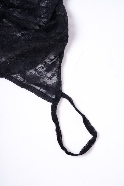 Mesh Lace Top - BLACK .