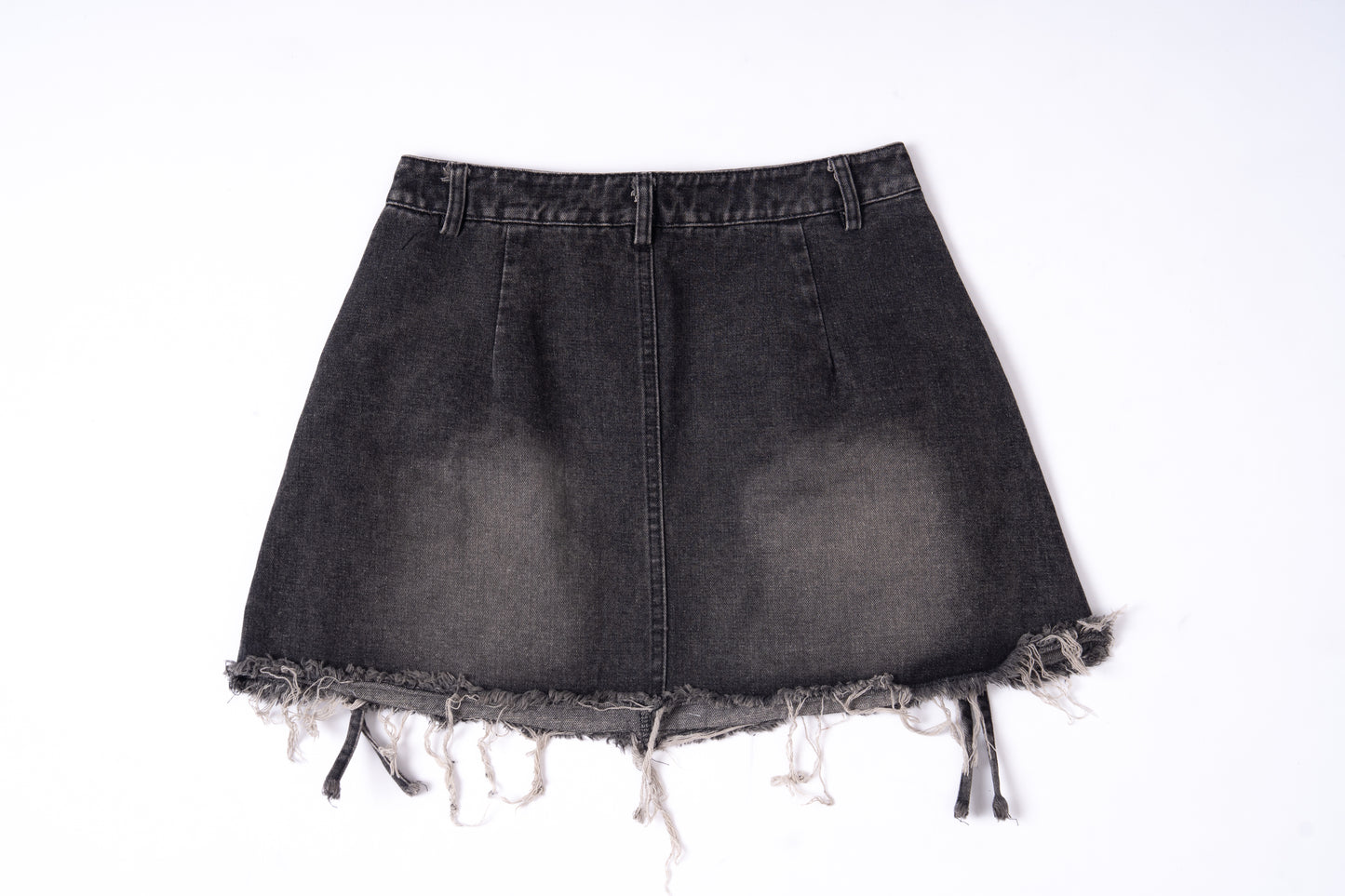 Washed Denim Skirt with Multi Pockets .