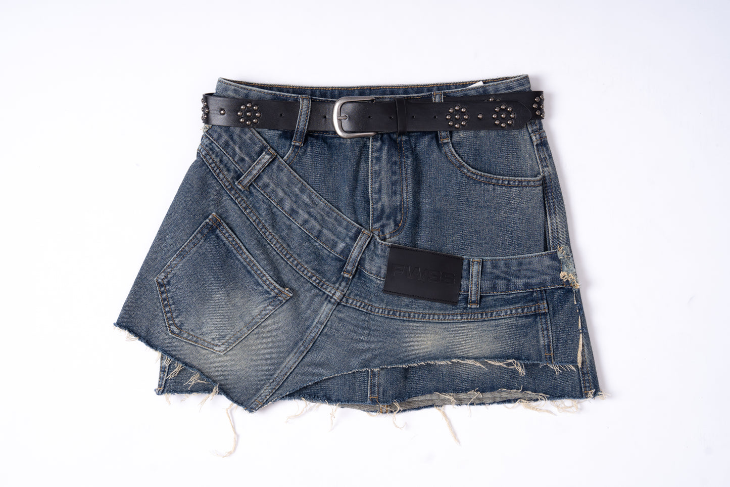 Asymmetrical Offset Seam Mini Skirt .