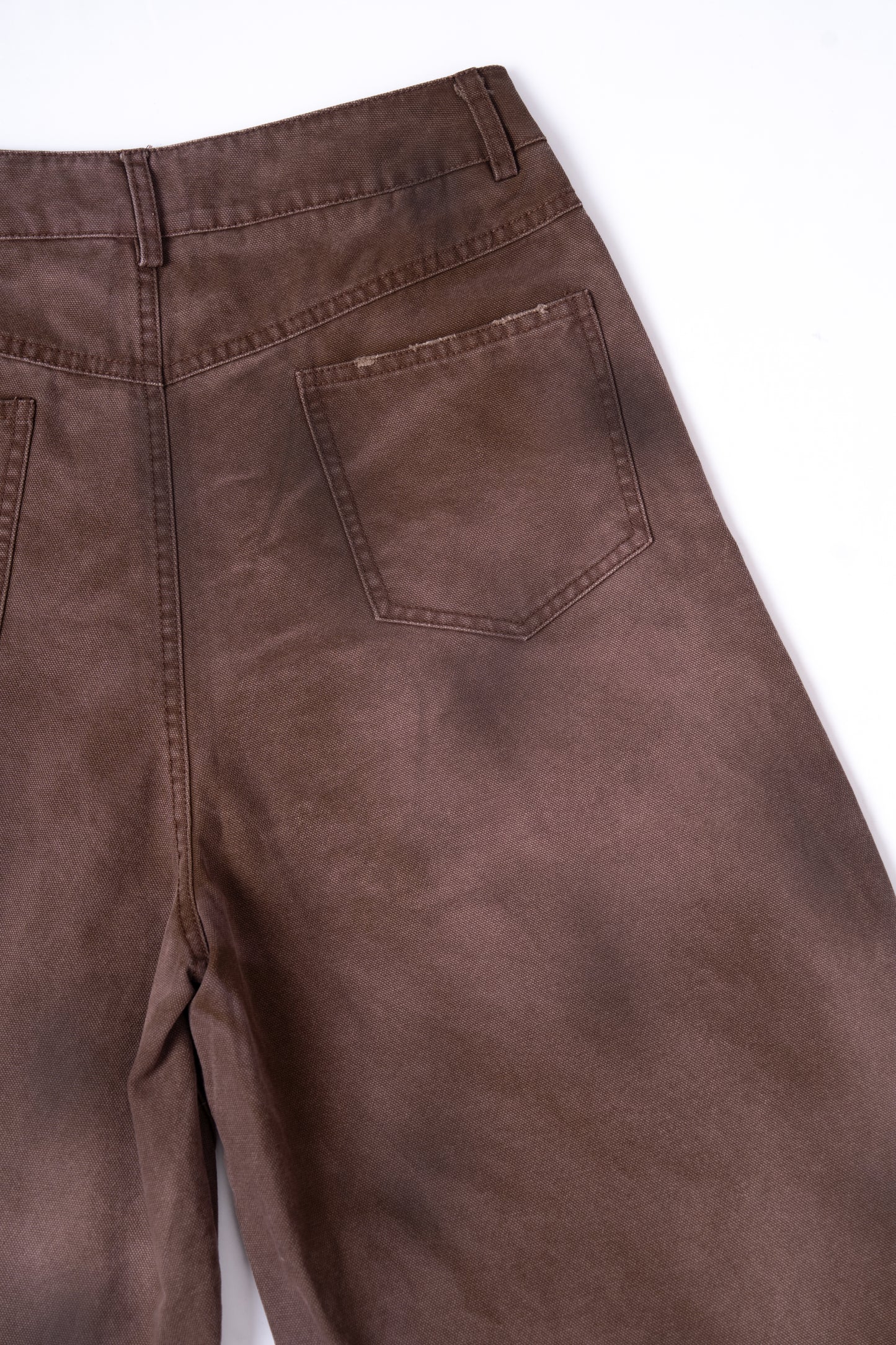 Red Brownish Washed Denim 7inch Shorts .