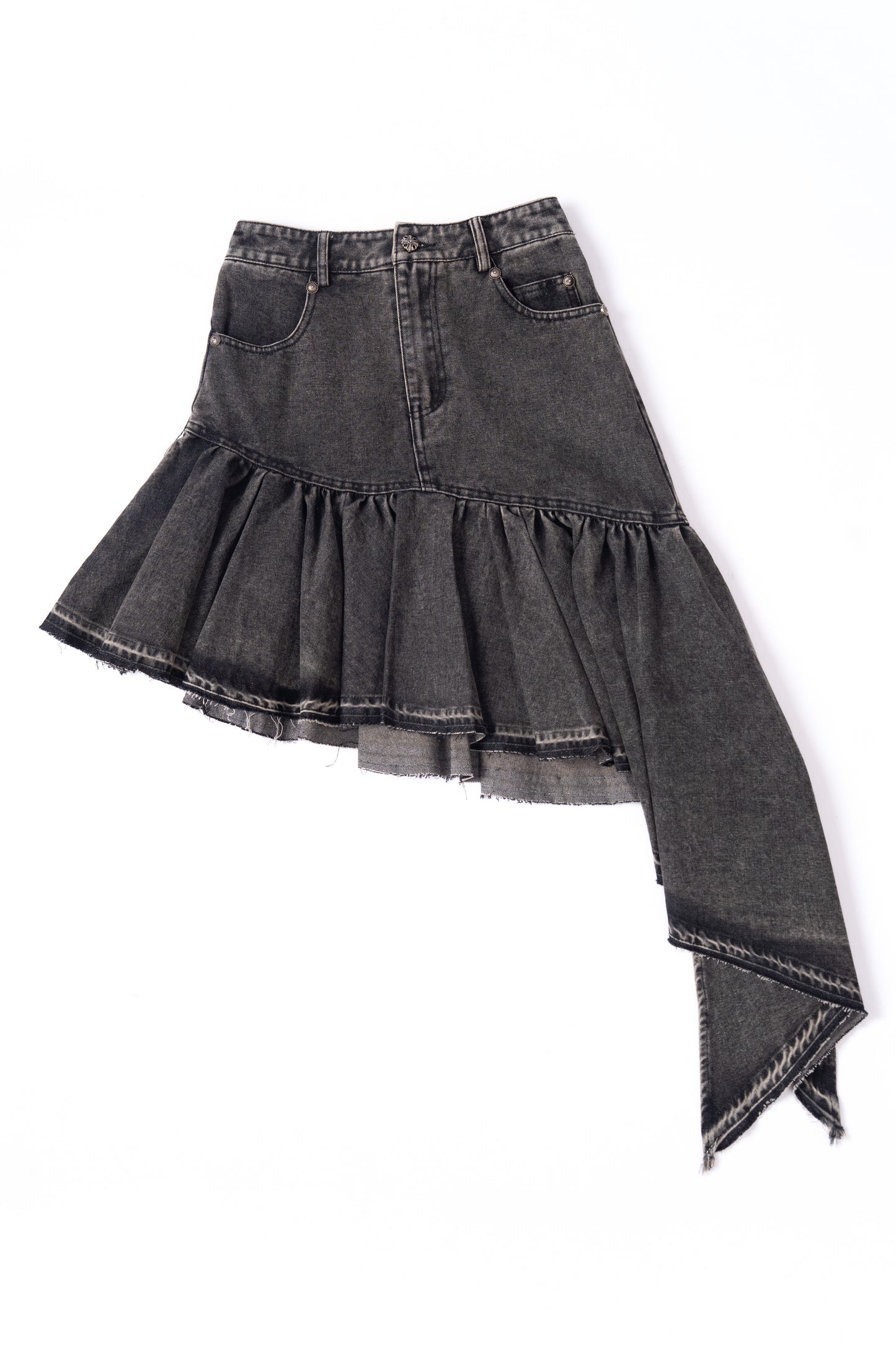 Asymmetrical Denim Skirt .