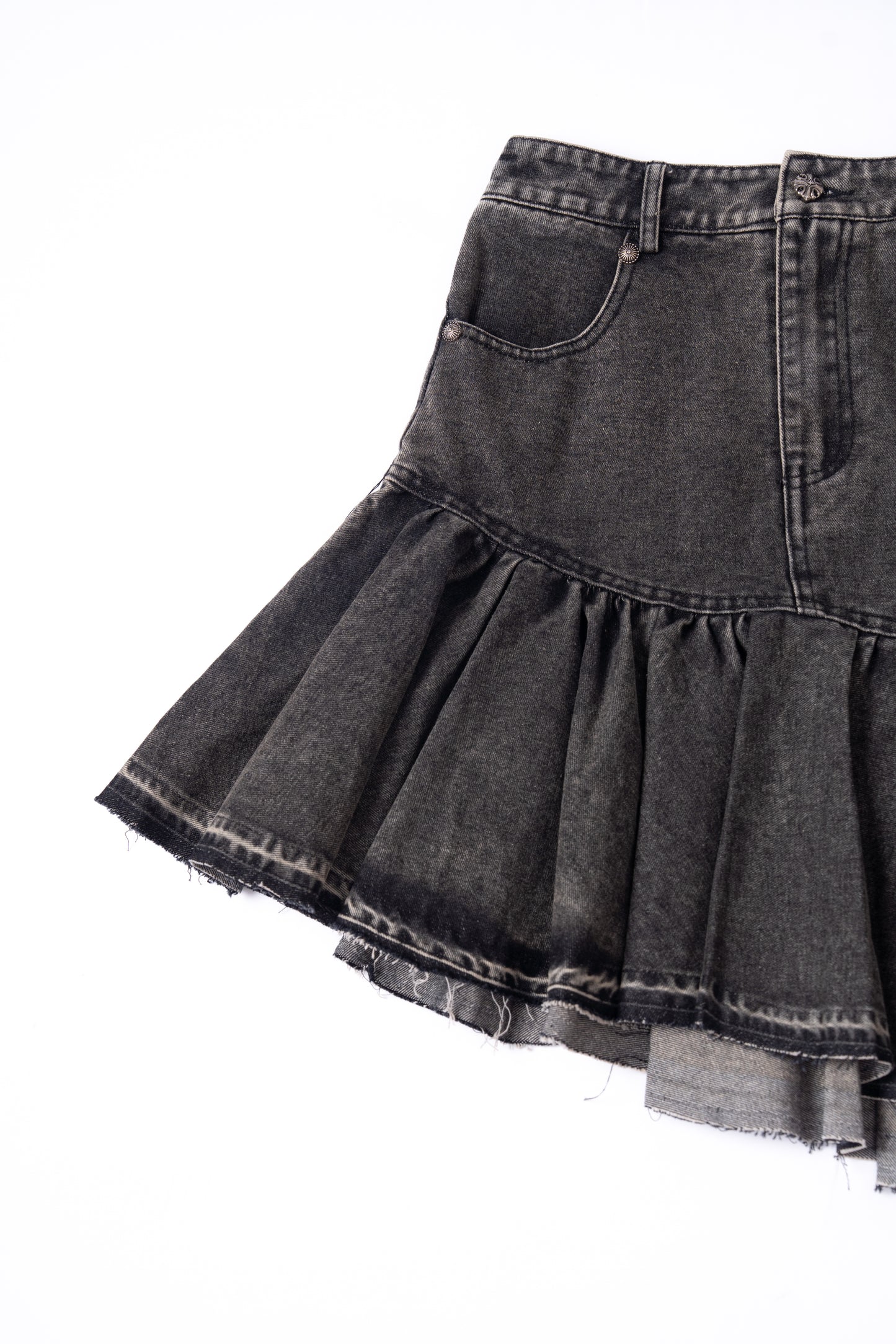 Asymmetrical Denim Skirt .