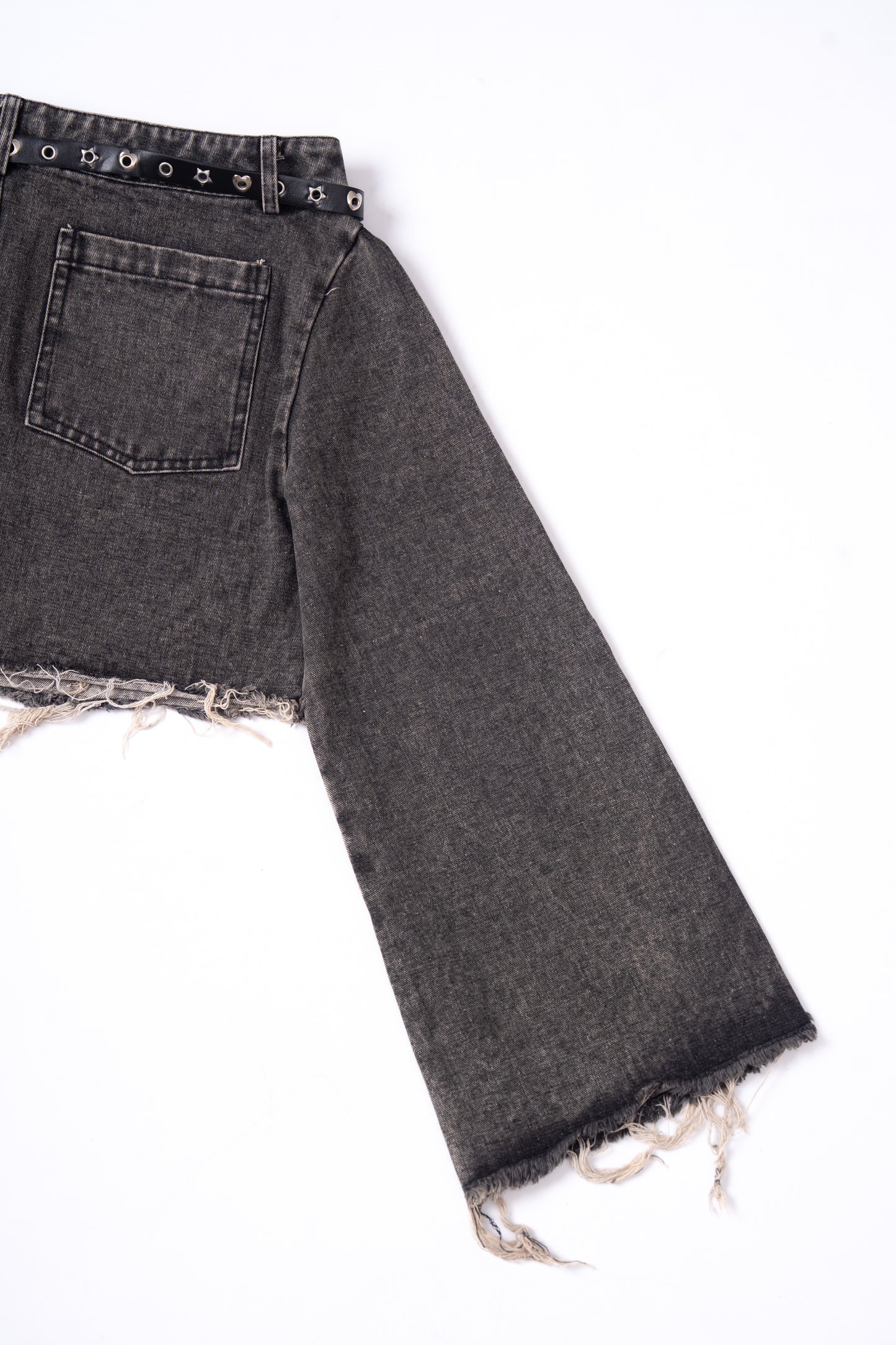 Denim Shirt with Slanted Collar .