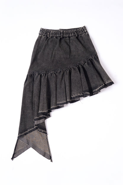 Asymmetrical Denim Skirt .