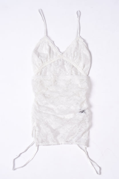 Mesh Lace Top - WHITE .