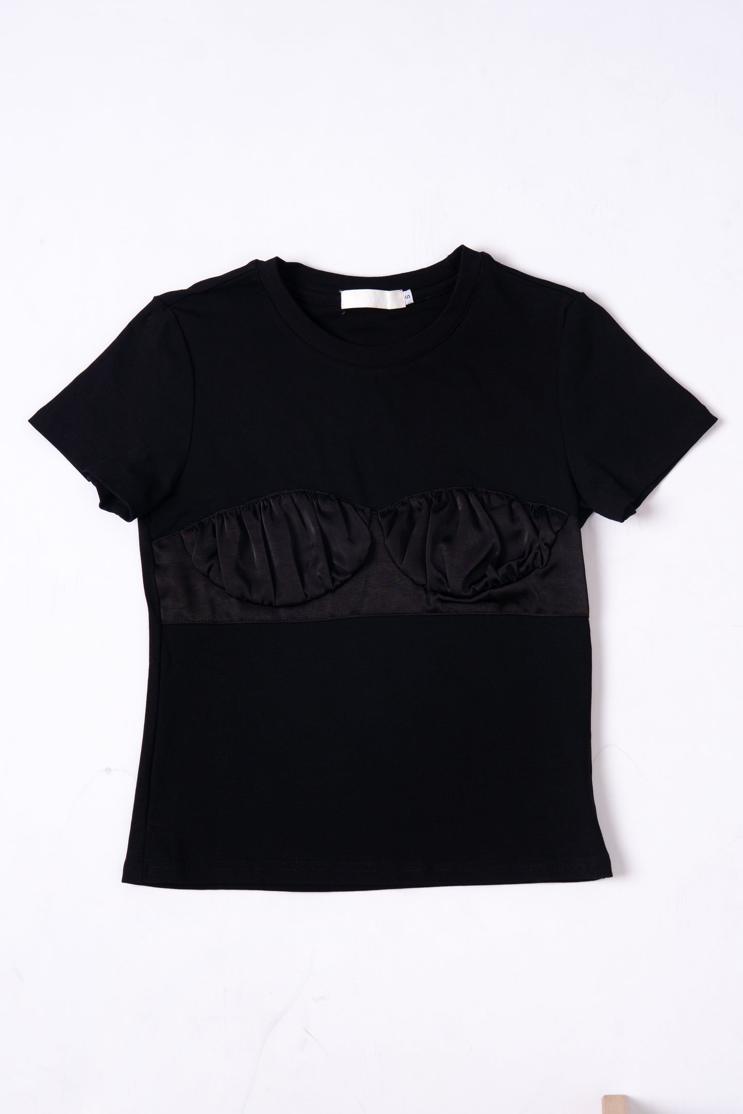 Pleated Acetate Short Sleeve Top .