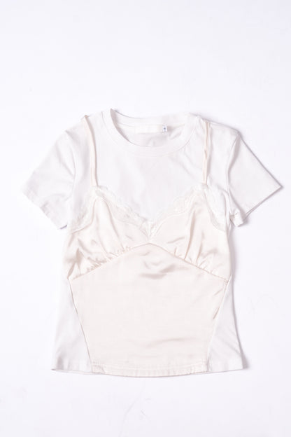 Lace Faux Two-Pieces Top .