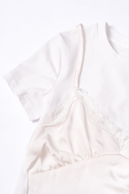 Lace Faux Two-Pieces Top .