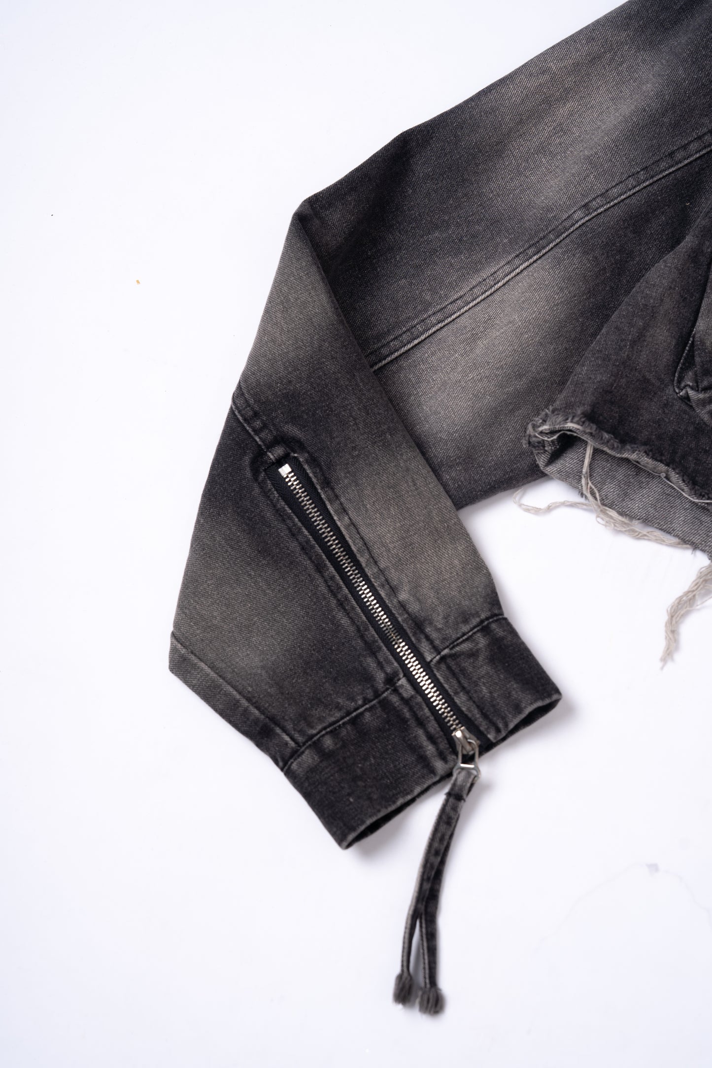 Washed Denim Jacket with Multi Pockets .