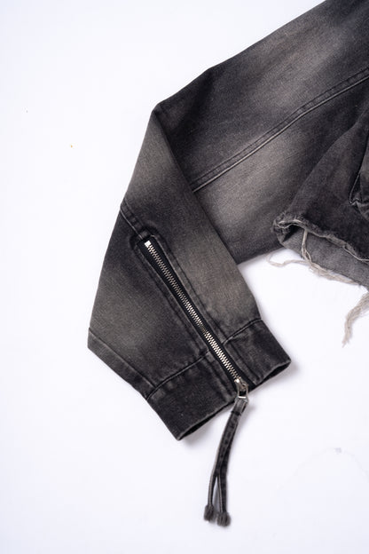 Washed Denim Jacket with Multi Pockets .