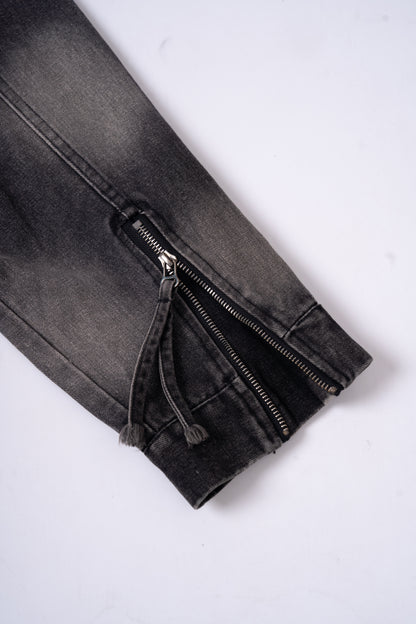 Washed Denim Jacket with Multi Pockets .